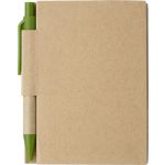 Mini füzet tollal, 80 lapos, fekete tollbetéttel, natúr/zöld (6419-29)