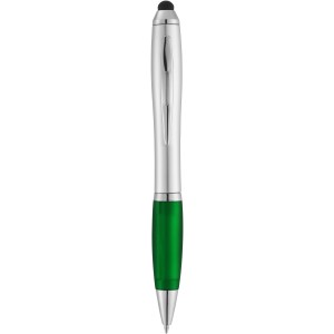 Nash golyóstoll érintővel, fekete tollbetéttel, ezüst/ zöld (műanyag golyóstoll)