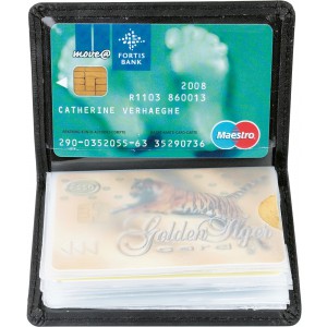 Bőr hitelkártyatartó, fekete (pénztárca)