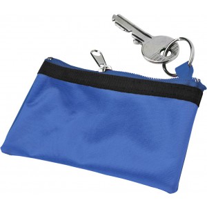 Kulcstartó cipzáras tartóval, 70D nylon, kék (pénztárca)
