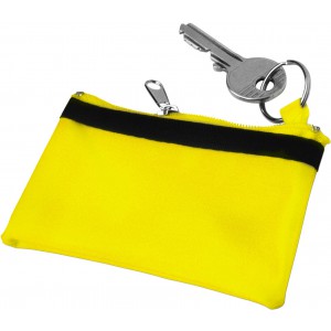 Kulcstartó cipzáras tartóval, 70D nylon, sárga (pénztárca)