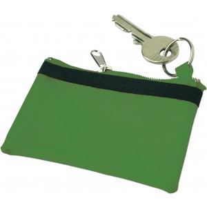 Kulcstartó cipzáras tartóval, 70D nylon, zöld (pénztárca)