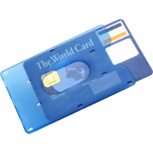 Műanyag bankkártyatartó, kék (pénztárca)