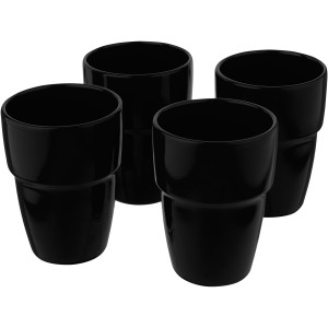 Staki 4 darabos kerámia pohárszett, fekete (pohár)
