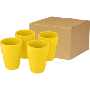 Staki 4 darabos kerámia pohárszett, sárga (pohár)