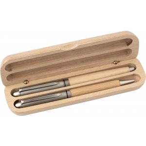 Golyóstoll és rollreball készlet, bambusz (tollkészlet)