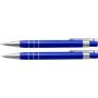 Lakkozott tollkészlet, fekete tollbetéttel, tolltartóval, kék