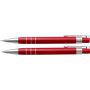 Lakkozott tollkészlet, fekete tollbetéttel, tolltartóval, piros