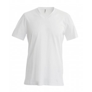 Kariban V-nyak frfipl, White (T-shirt, pl, 90-100% pamut)