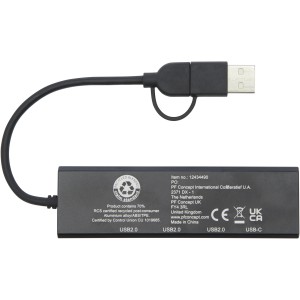 Rise USB 2.0 hub, fekete (vezetk, eloszt, adapter, kbel)